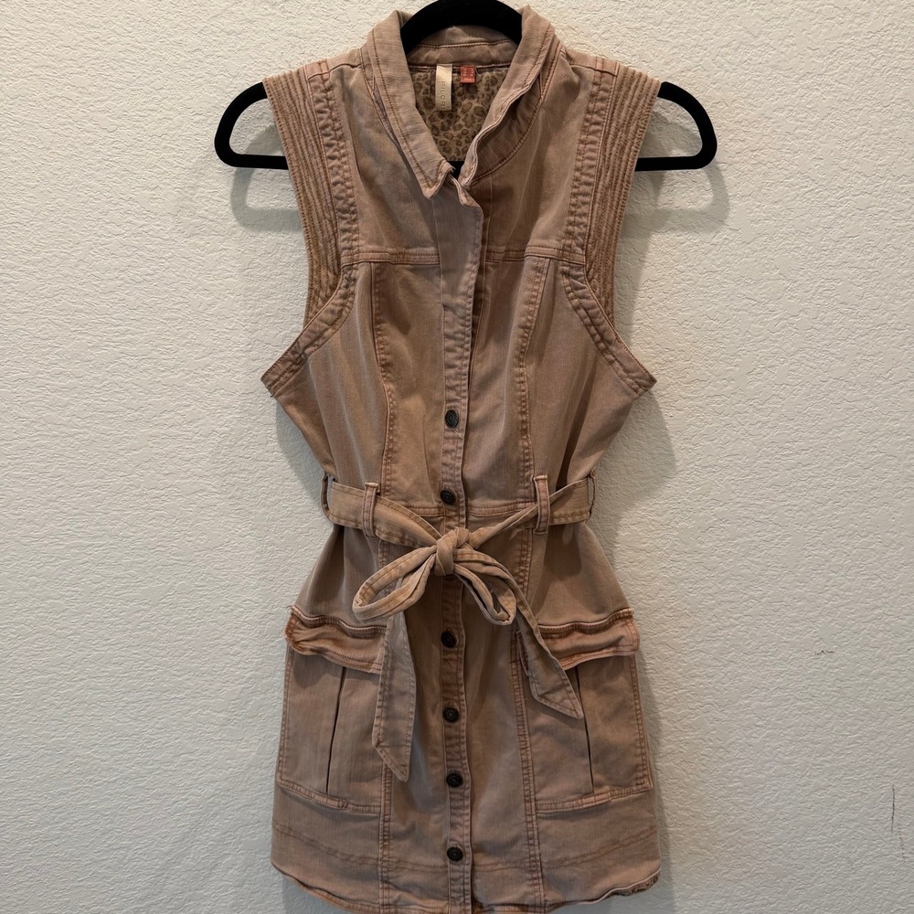 Pilcro and the Letterpress Mauve Denim Utility Vest Belted Sleeveless Jacket 2